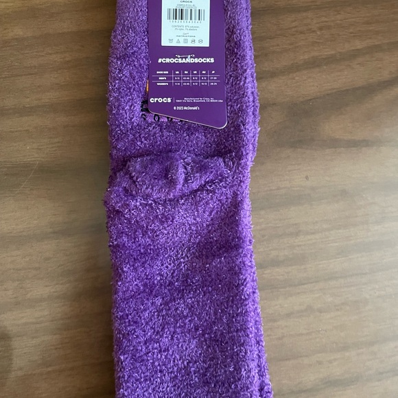 *FIRM* New McDonalds X Crocs Grimace Cozzzy Sandal Slides M 8 W 10 & L/XL Socks - Picture 6 of 8